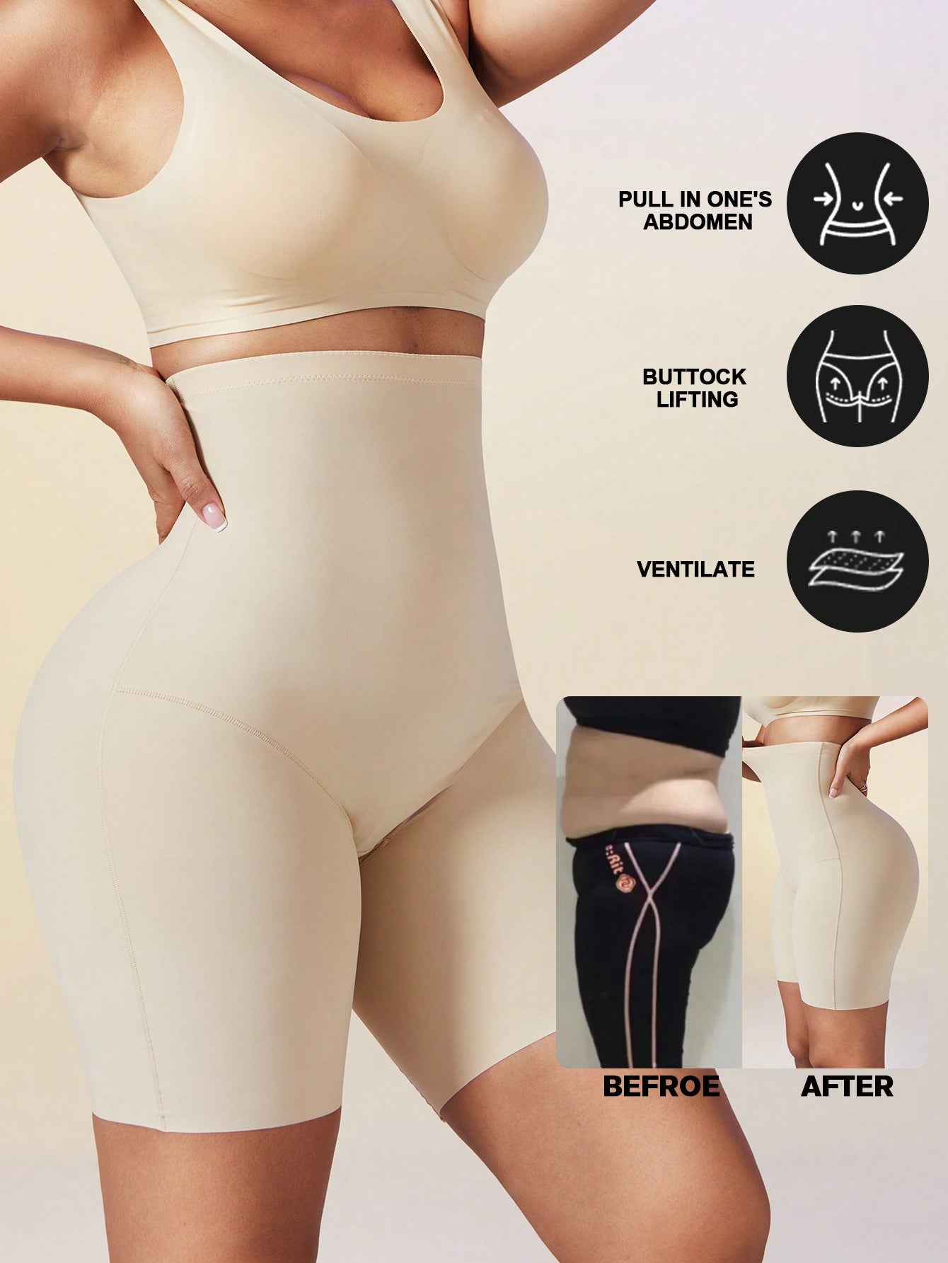 Women’s High Waist Tummy Control Body Shaper Shorts – Seamless Compression Underwear