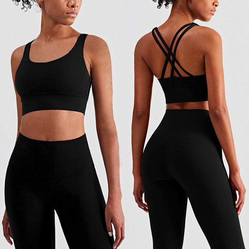 Damesportssæt - Højtaljede leggings & Racerback BH - Til Gym og Yoga