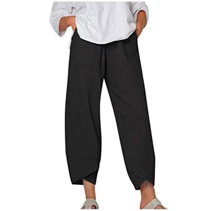 Pantalon culotte ample à taille élastique et tissu léger