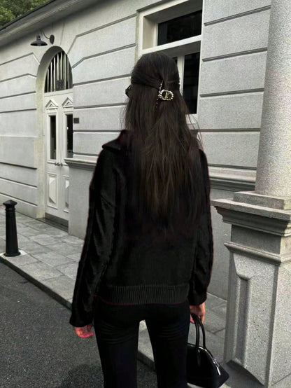 zip-up winter pullover knit top Women. Nushes 