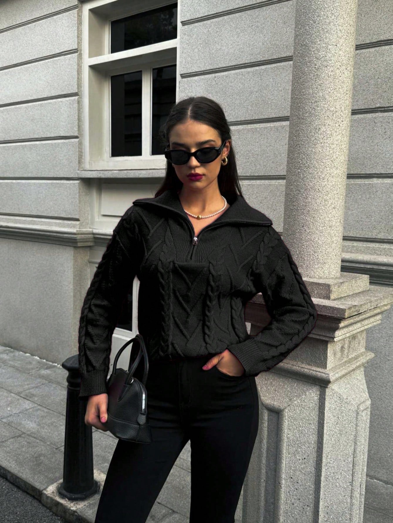 zip-up winter pullover knit top Women. Nushes 