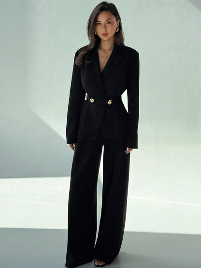 Formal office suit set with wide-leg trousers Nushes 
