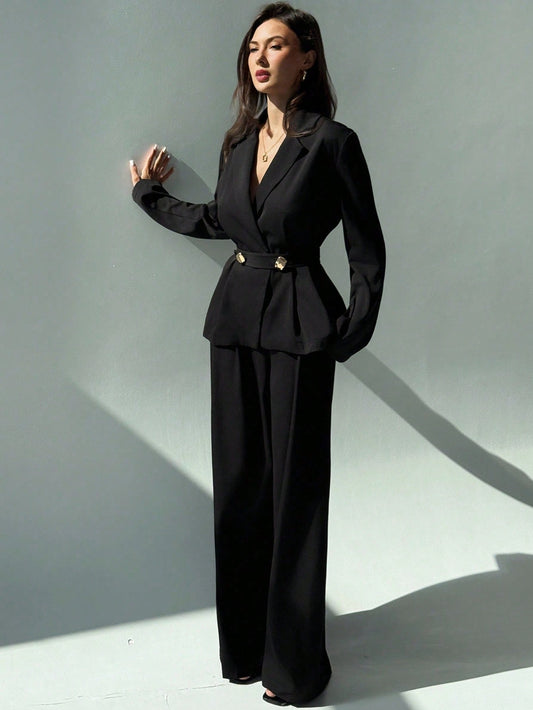 Formal office suit set with wide-leg trousers Nushes 