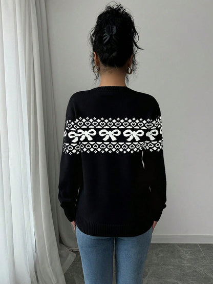 bow decor knit pullover for women Nushes 