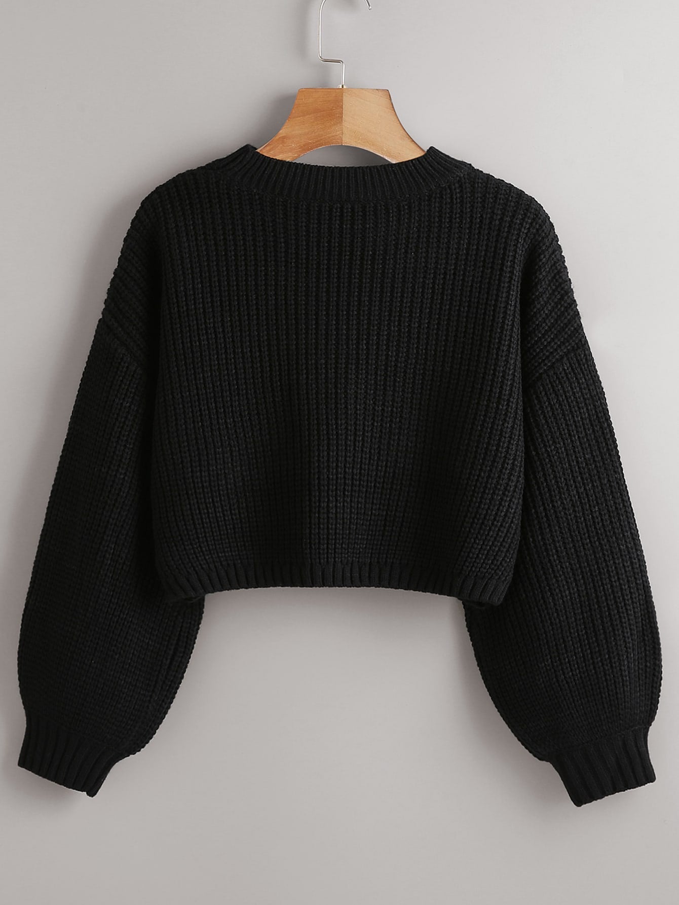 Women's Drop Shoulder Knit Sweater – Cozy Rib-Knit Long Sleeve Pullover