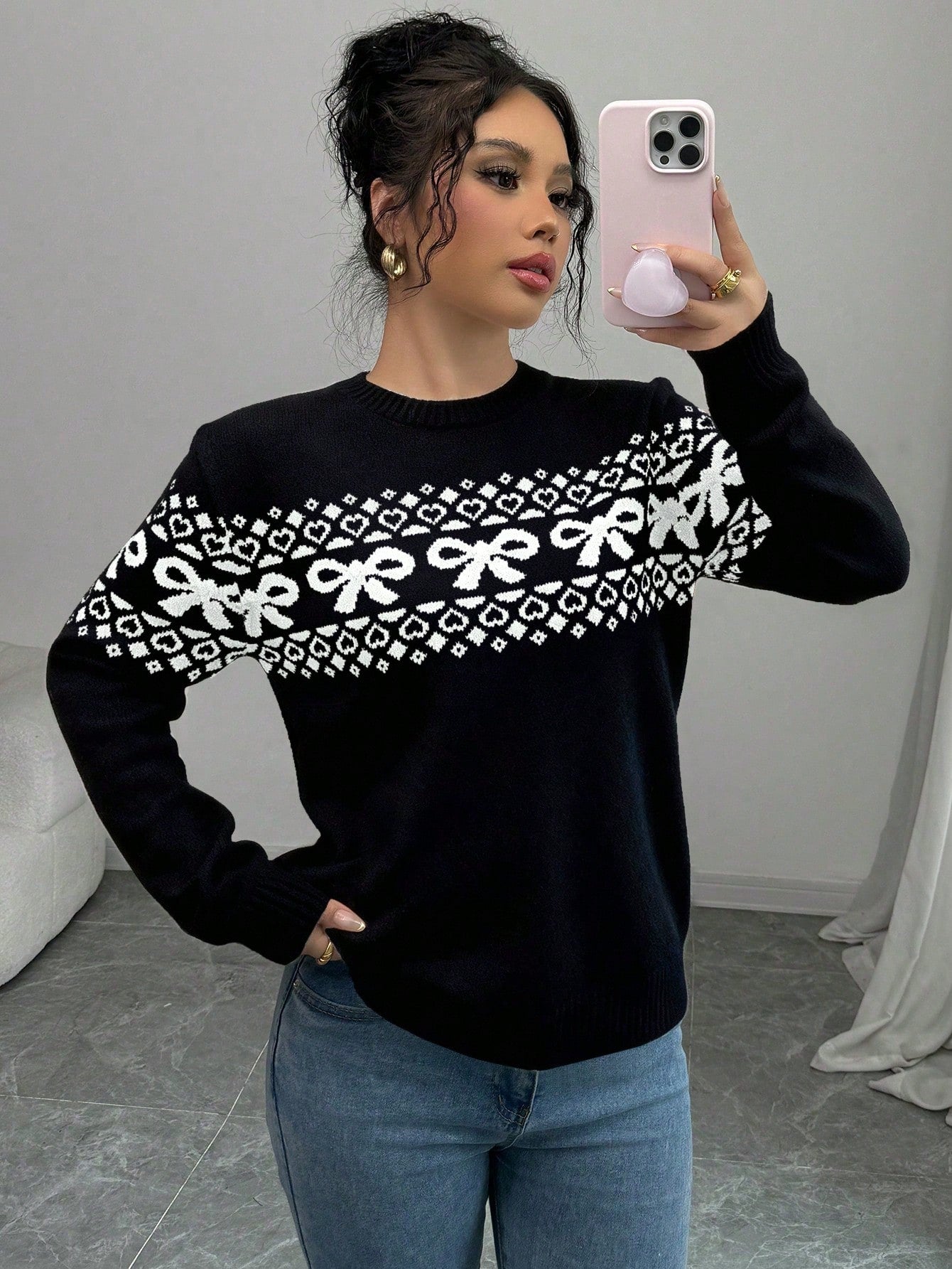 bow decor knit pullover for women Nushes 