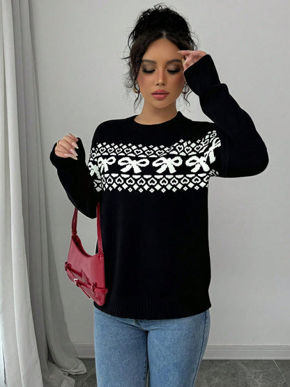 bow decor knit pullover for women Nushes 