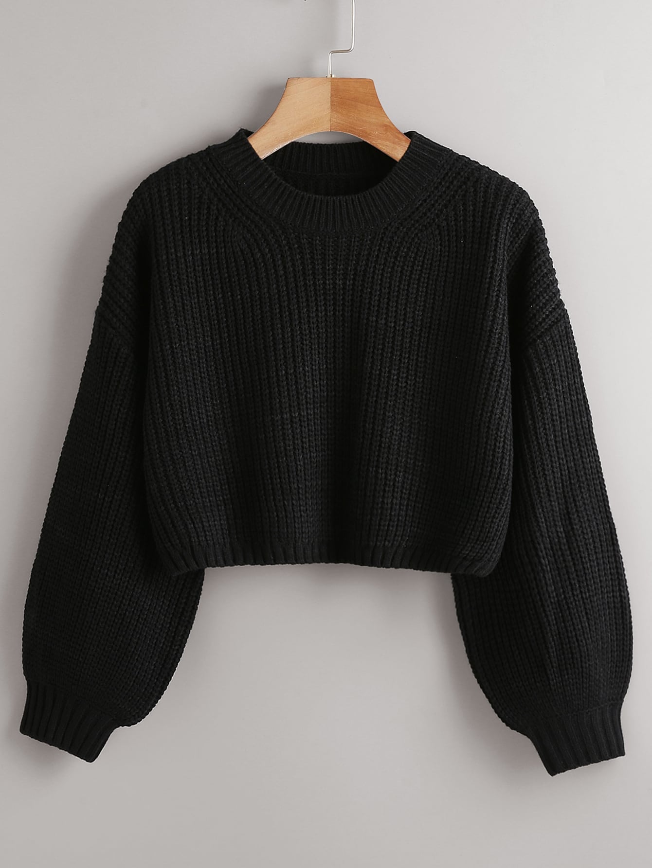 Women's Drop Shoulder Knit Sweater – Cozy Rib-Knit Long Sleeve Pullover