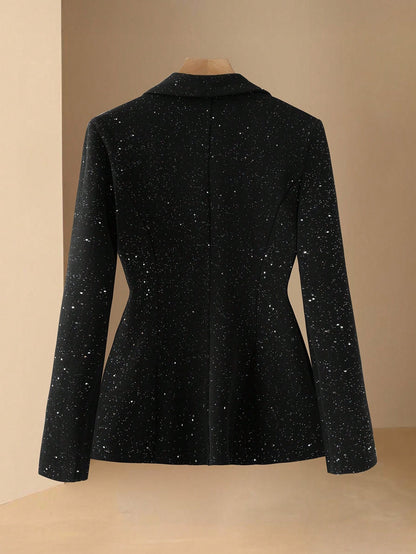 Women’s elegant shiny lapel single-button blazer Nushes 