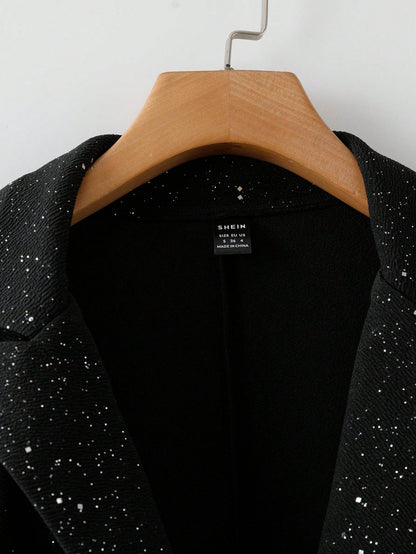 Women’s elegant shiny lapel single-button blazer Nushes 