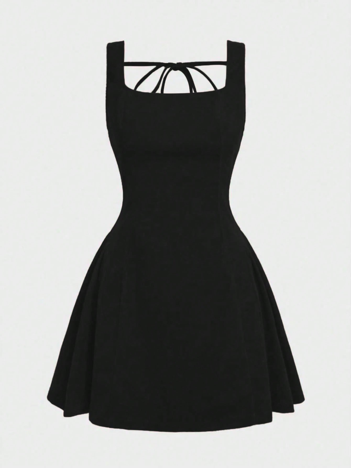 Women’s Velvet A-Line Mini Dress – Elegant Square Neck Sleeveless Party Dress