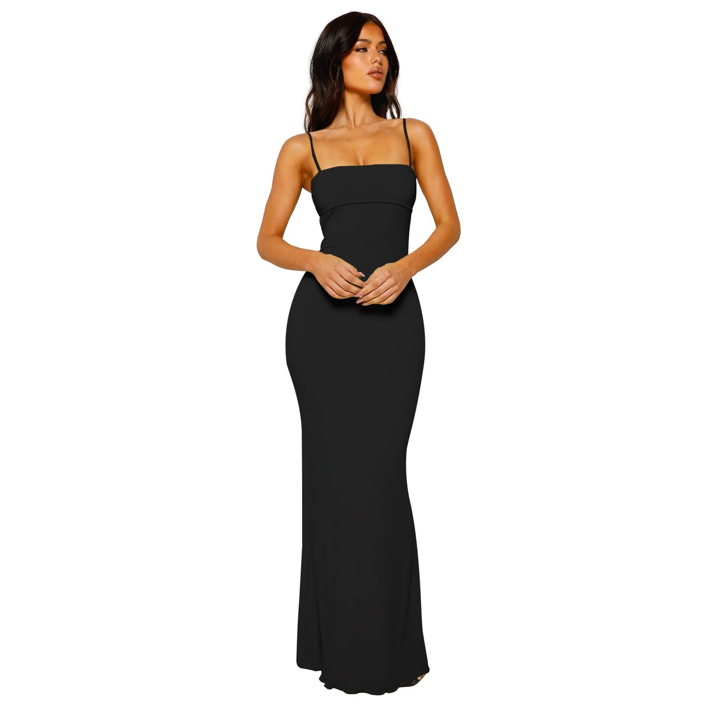 Robe Longue Femme Près du Corps Dos Nu pour Soirée Élégante