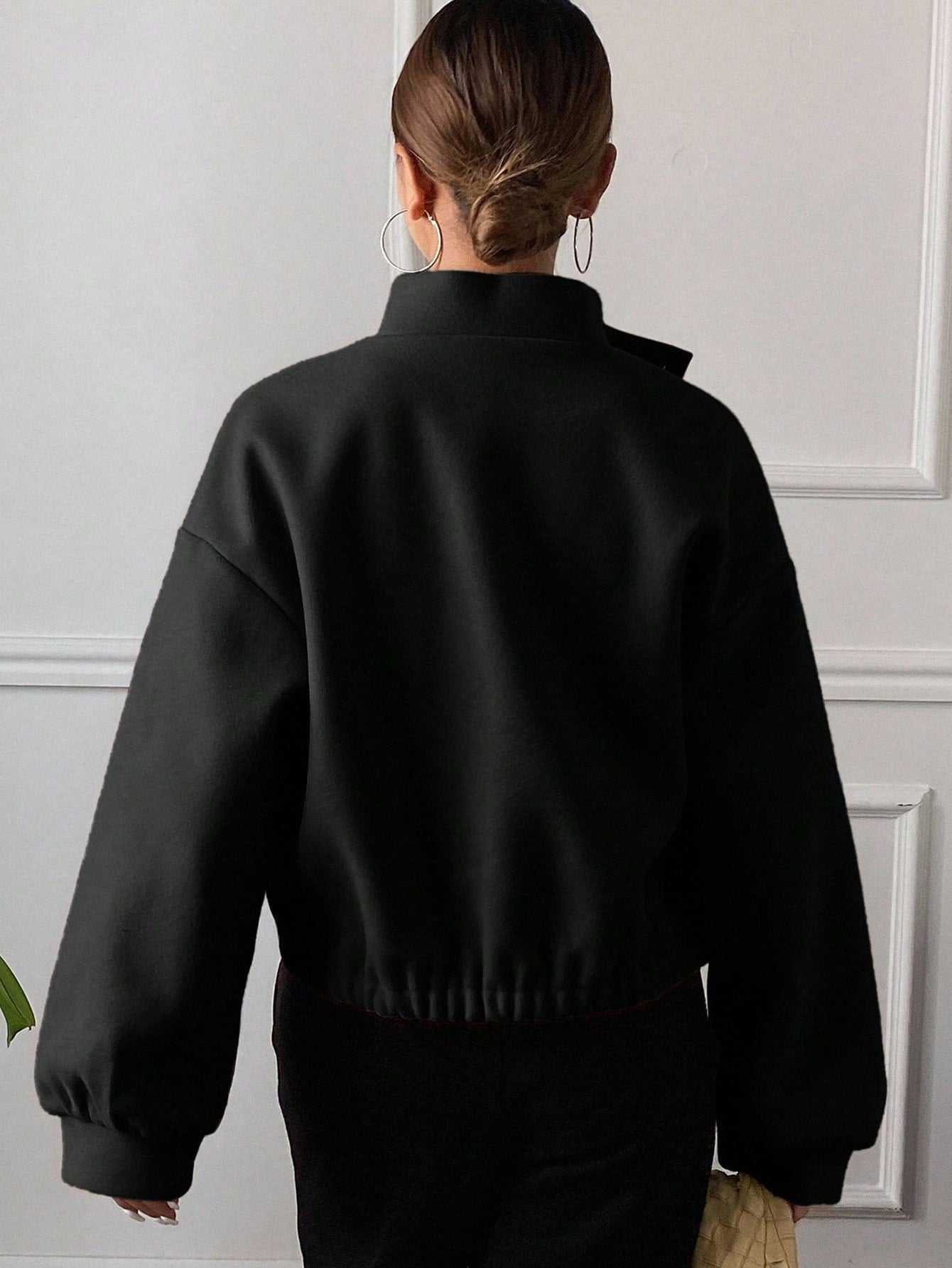 women autumn plain collar cropped jacket Nushes 