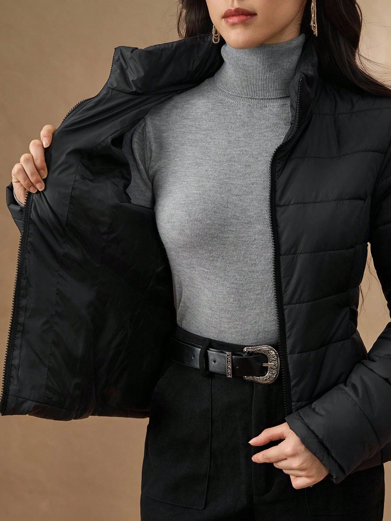 winter quilted zip up jacket for women Nushes