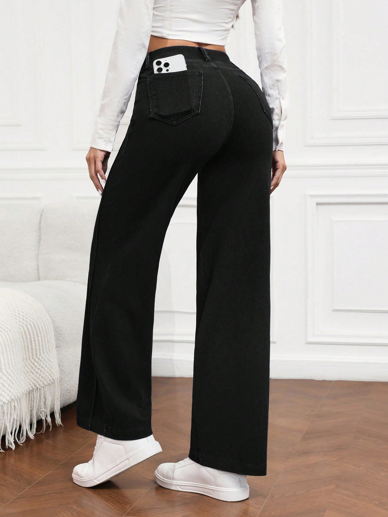 Women’s Flexra High-Waist Tummy Control Pants Wide-Leg Compression Fit Jeans