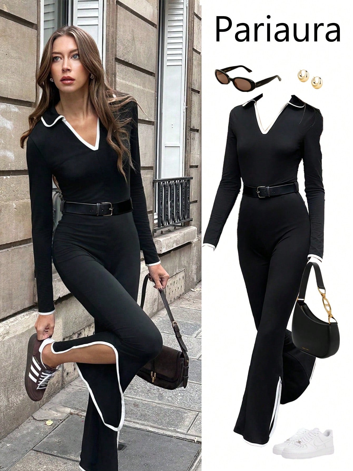 Women’s Elegant Long Sleeve Jumpsuit – Retro Style Slim Fit One-Piece for Winter