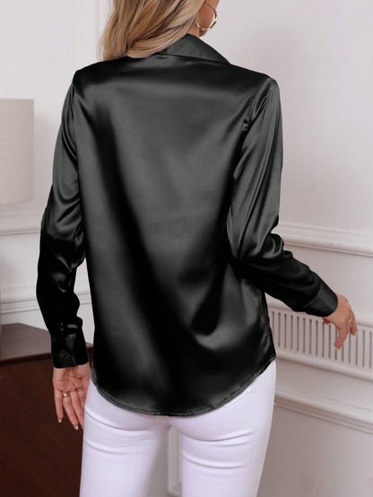 elegant satin shirt for women