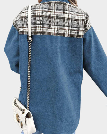 Women's Casual Checked Jacket with Loose Fit