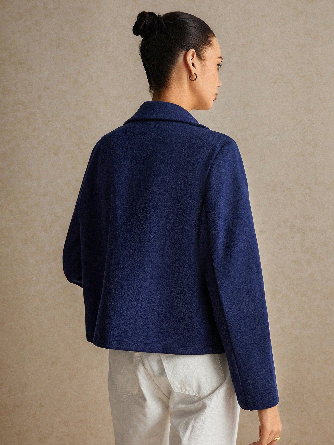 Women’s Frenchy Double-Breasted Blazer – Elegant Lapel Collar Winter Jacket