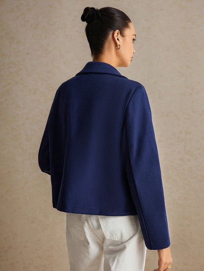 Women’s Frenchy Double-Breasted Blazer – Elegant Lapel Collar Winter Jacket