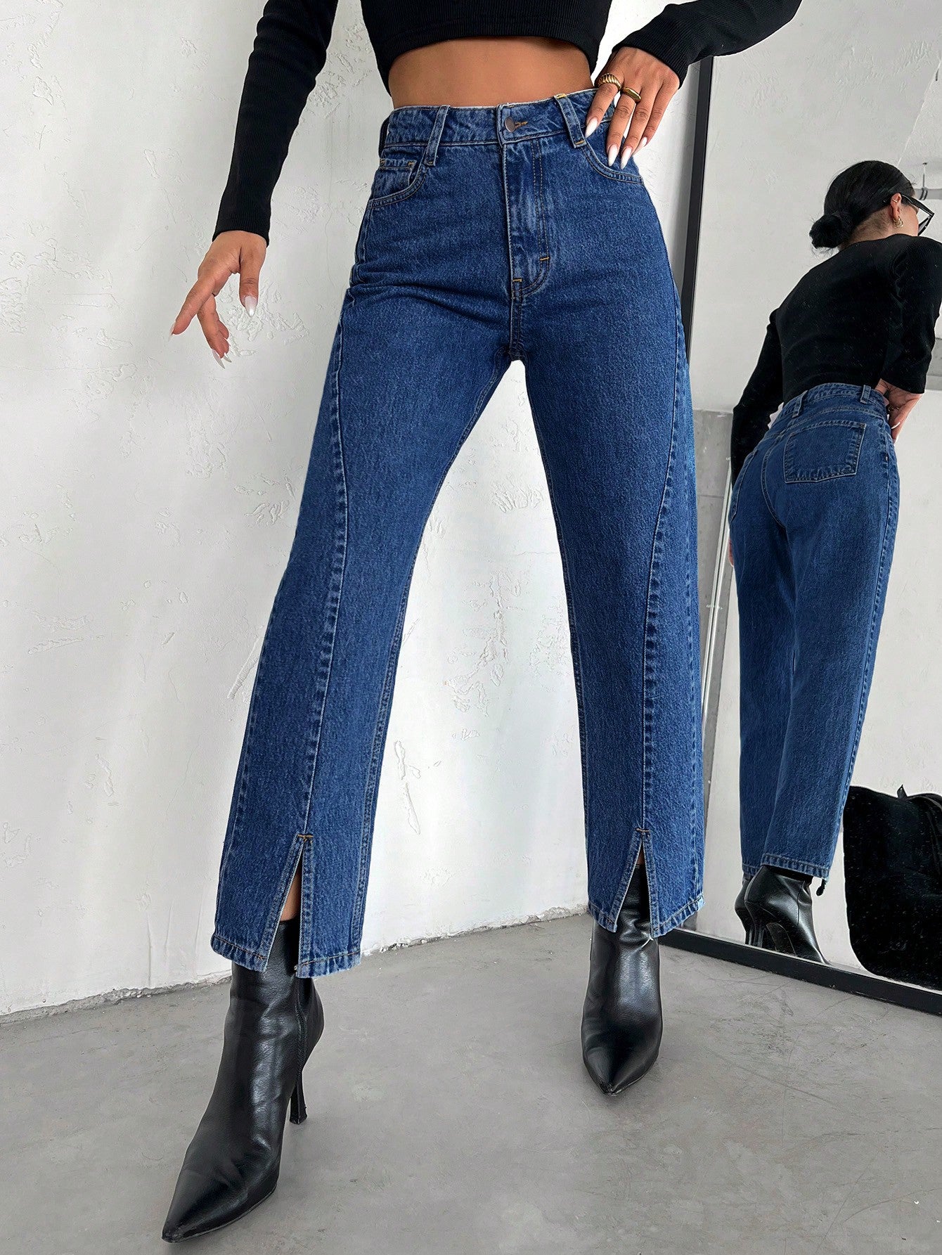 women’s high-waist straight leg jeans Nushes 