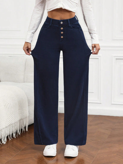 Women’s Flexra High-Waist Tummy Control Pants Wide-Leg Compression Fit Jeans