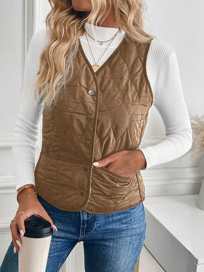 lightweight button-down quilted vest