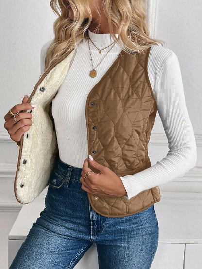lightweight button-down quilted vest