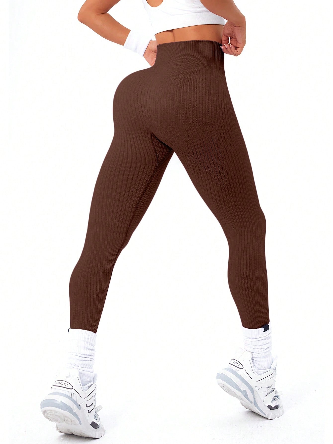 Women’s Seamless High-Waist Ribbed Yoga Leggings – Tummy Control Quick-Dry Fitness Pants