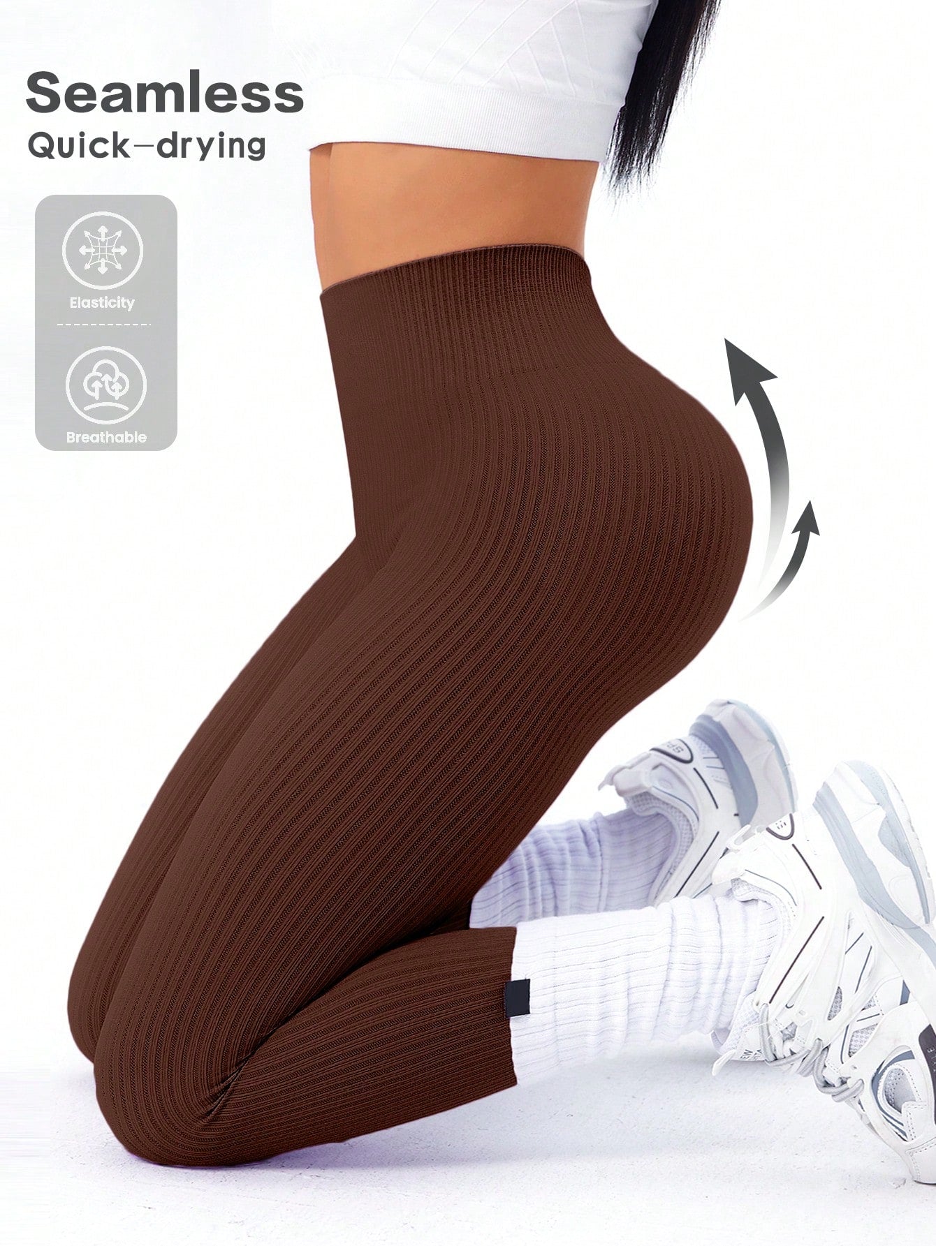 Women’s Seamless High-Waist Ribbed Yoga Leggings – Tummy Control Quick-Dry Fitness Pants