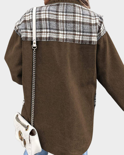 Women's Casual Checked Jacket with Loose Fit