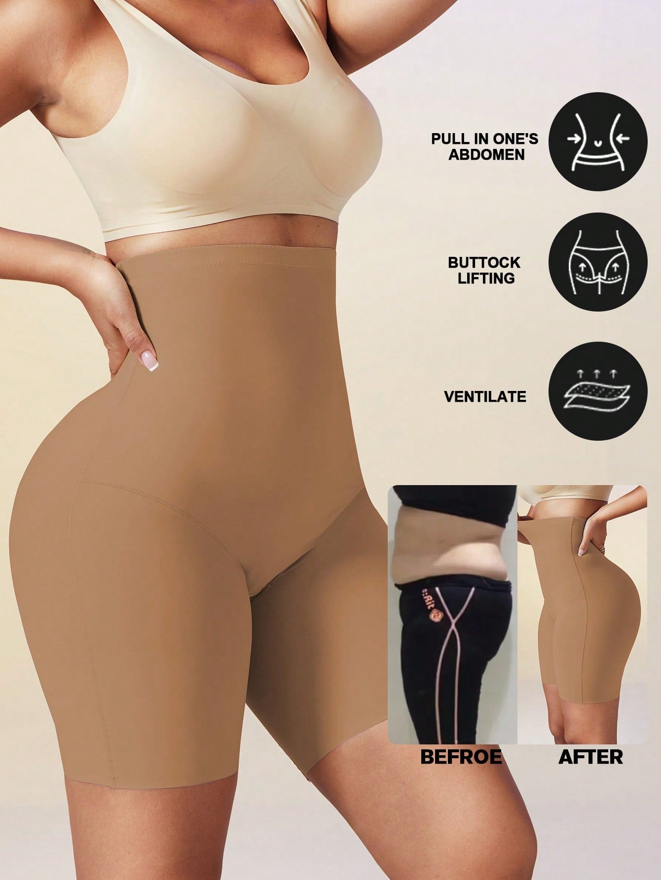 Women’s High Waist Tummy Control Body Shaper Shorts – Seamless Compression Underwear