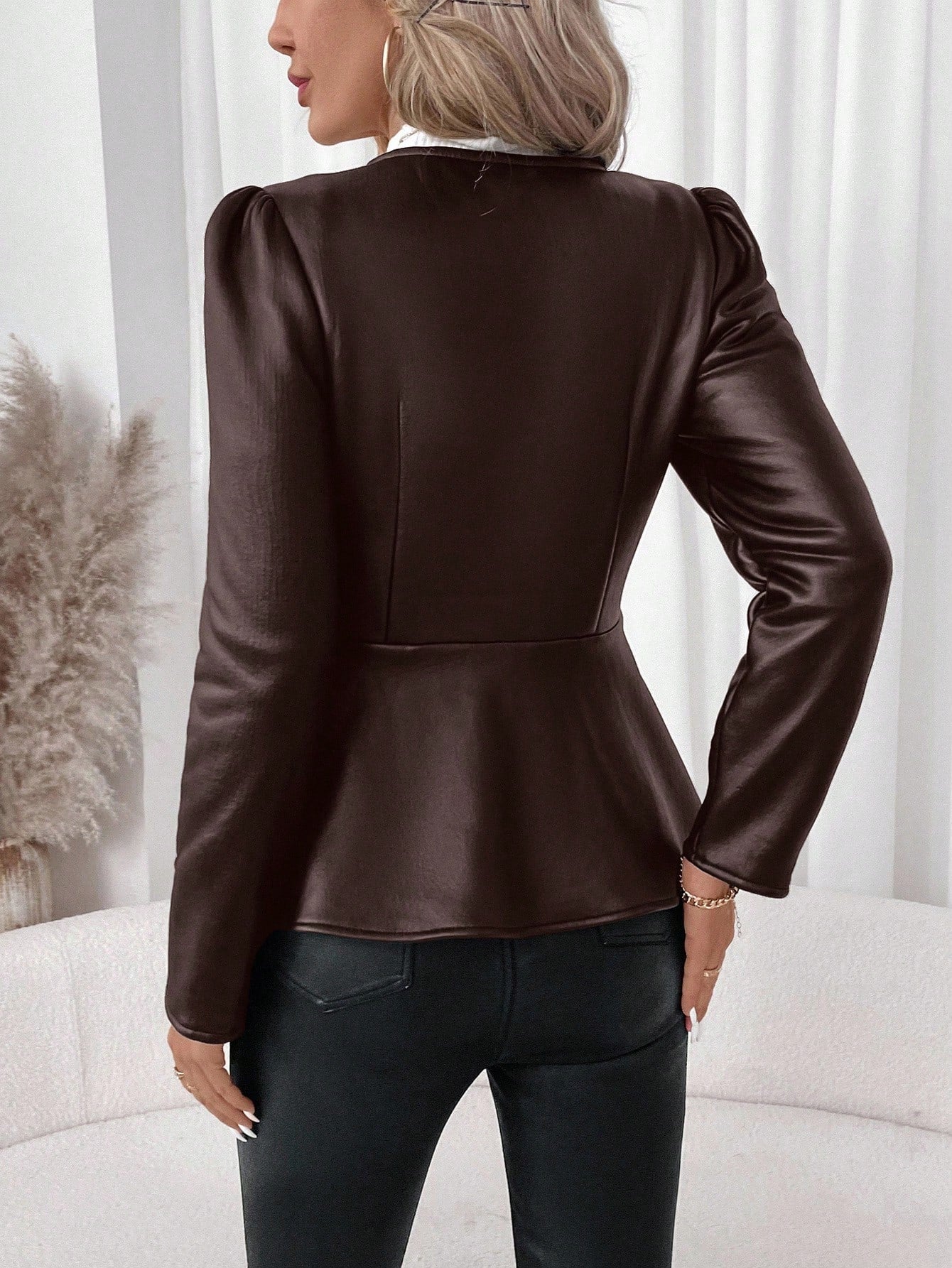 Women’s Faux Leather Fur Lined Jacket – Thick Winter Coat with Zipper Closure