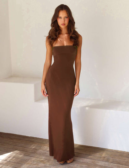Robe Longue Femme Près du Corps Dos Nu pour Soirée Élégante
