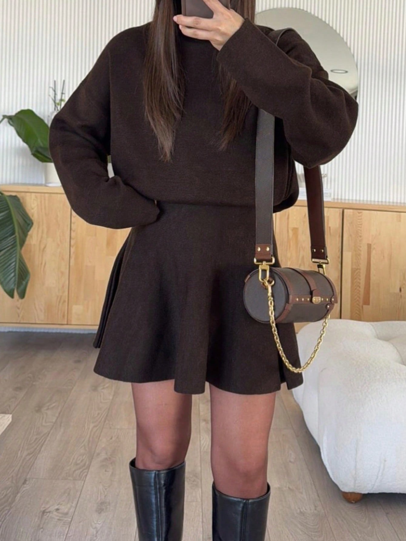 Women’s Knit Sweater Dress – Long Sleeve Ribbed Pullover Mini Dress