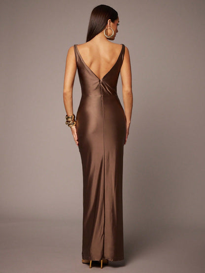 womens_satin_evening_gown_brown