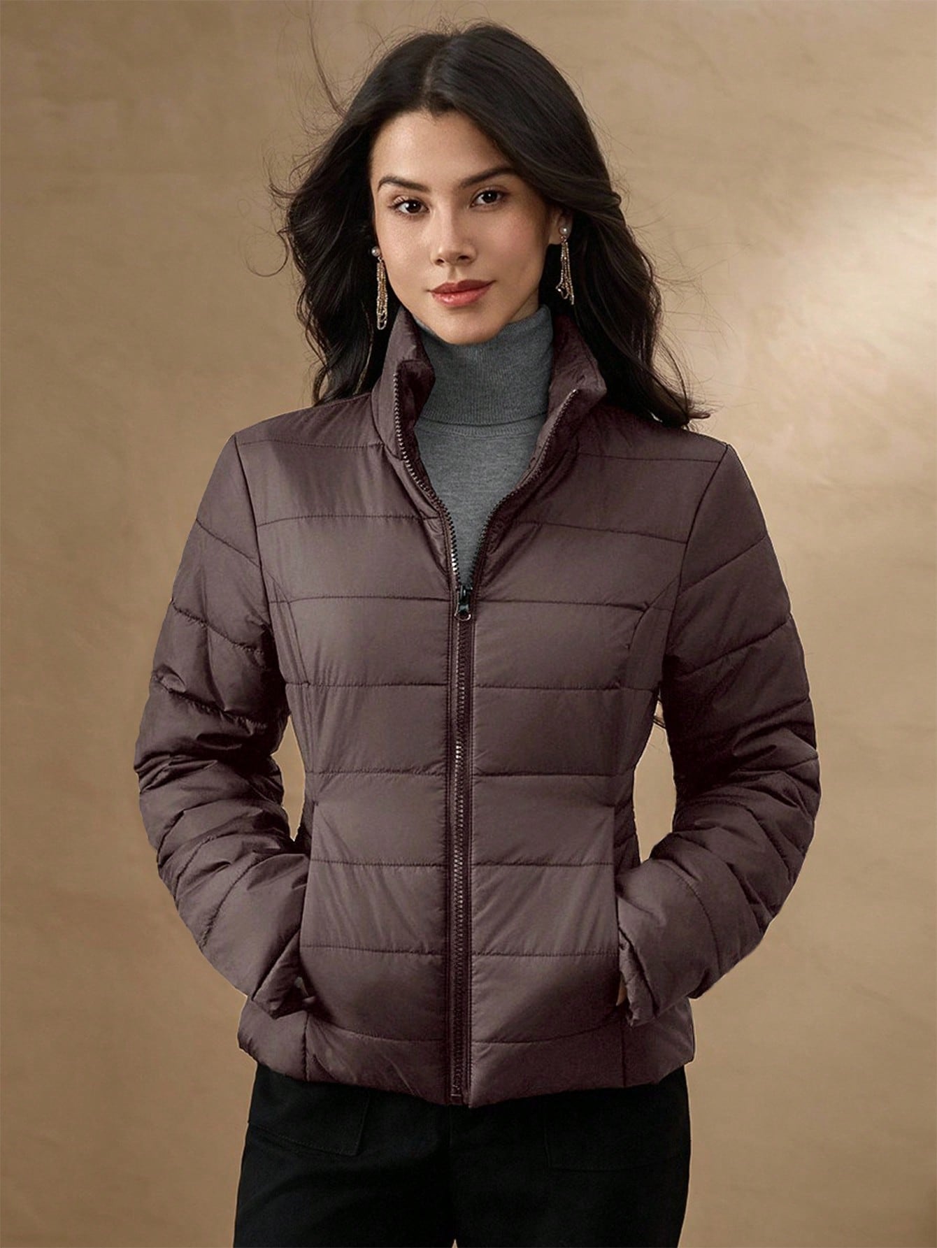 winter quilted zip up jacket for women Nushes