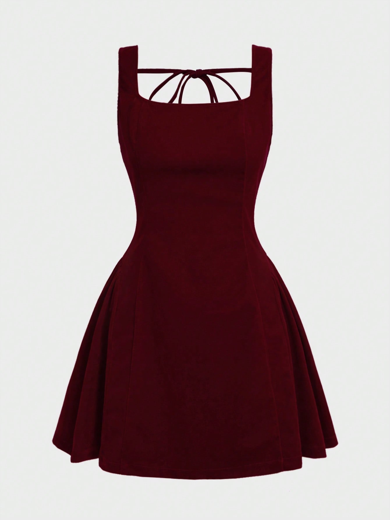 Women’s Velvet A-Line Mini Dress – Elegant Square Neck Sleeveless Party Dress