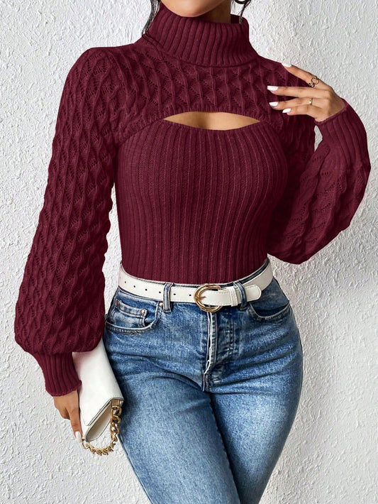 elegant turtleneck knit sweater for women Nushes