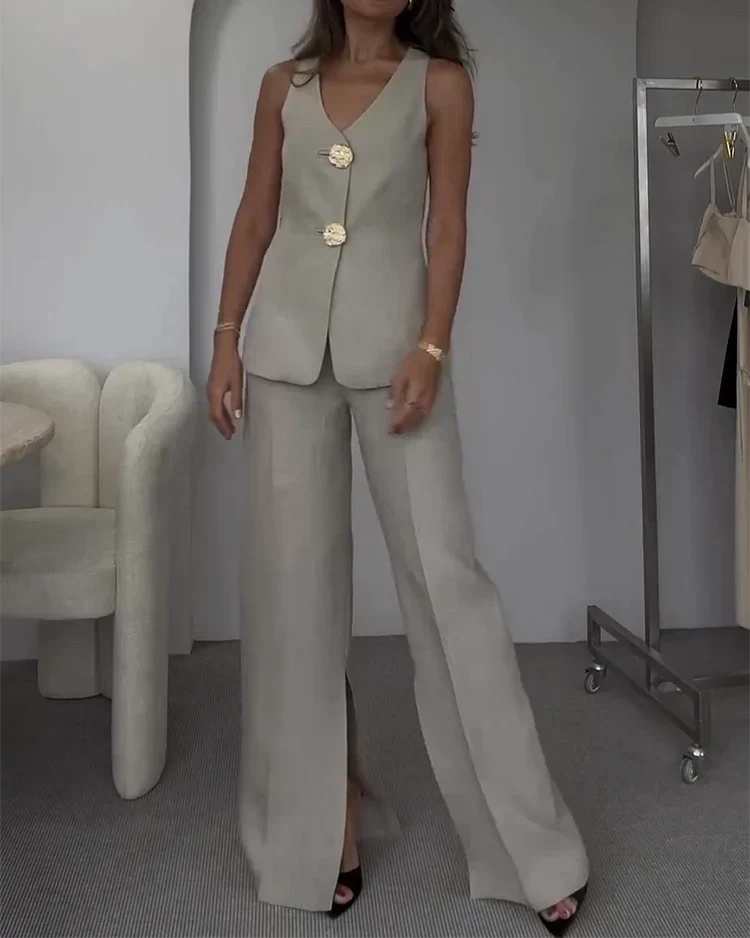 Ensemble Femme Léna – Blazer Structuré et Pantalon Taille Haute Deux Pièces