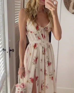 Élise Robe Midi en Dentelle Florale Élégante