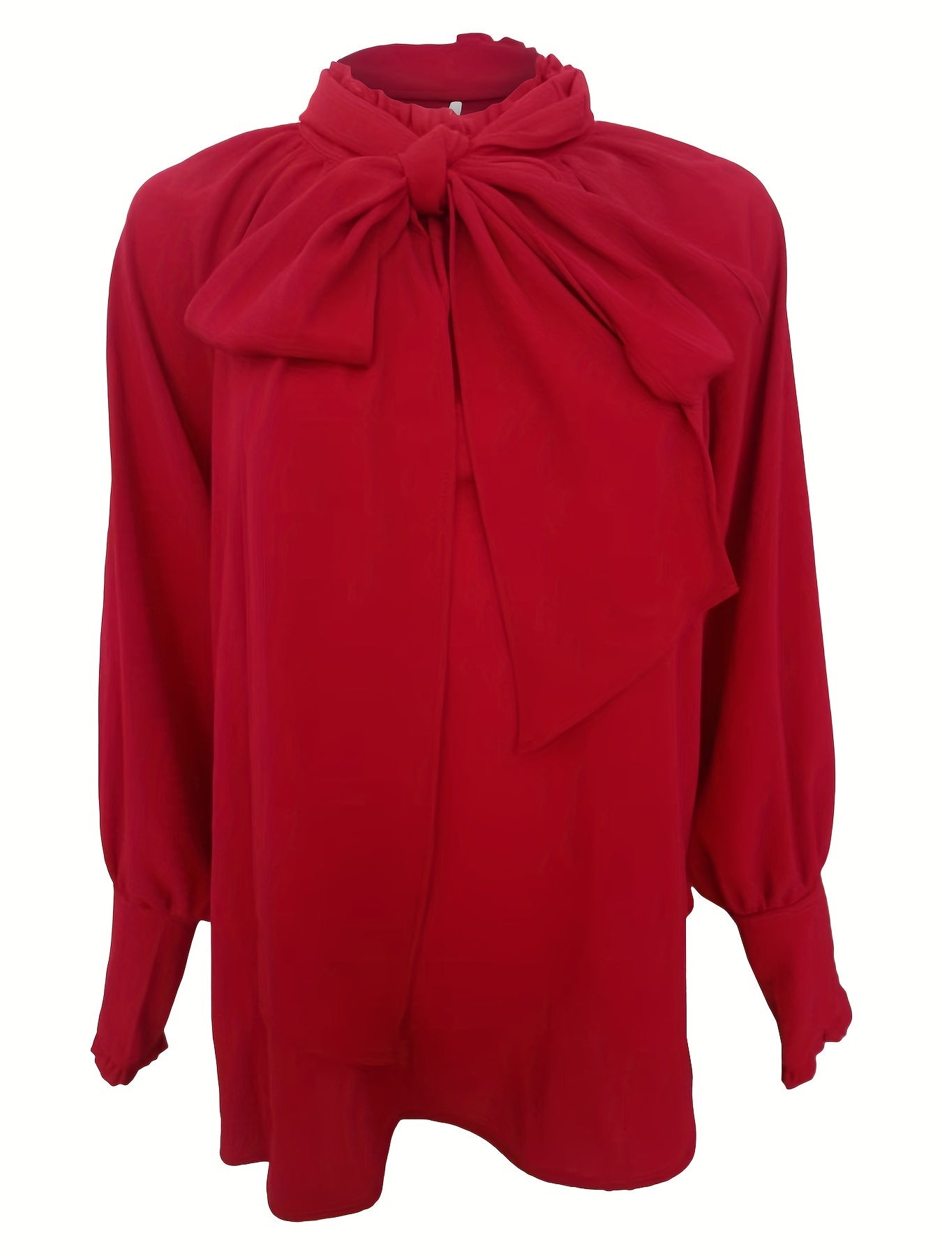 Blouse Femme Élégante – Nœud au Col et Manches Bouffantes