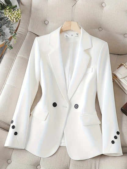 Women's Elegant Suit Jacket with One Button Closure