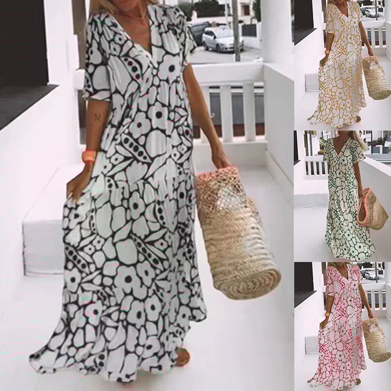 Women's Summer Print Flowy Midi Dress