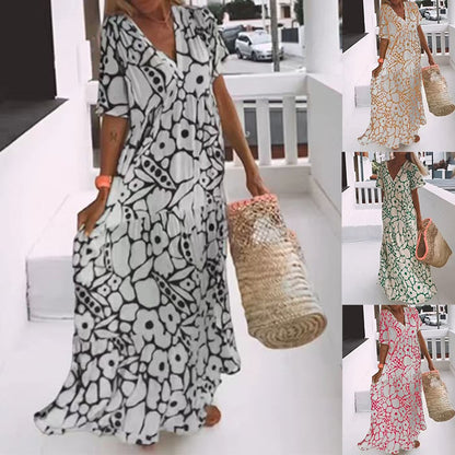 Women's Summer Print Flowy Midi Dress