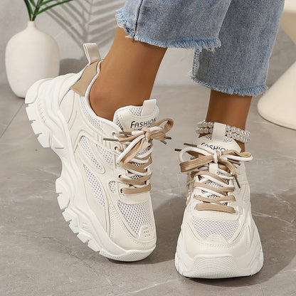 Julie White Sneakers with Thick Sole in Breathable Mesh