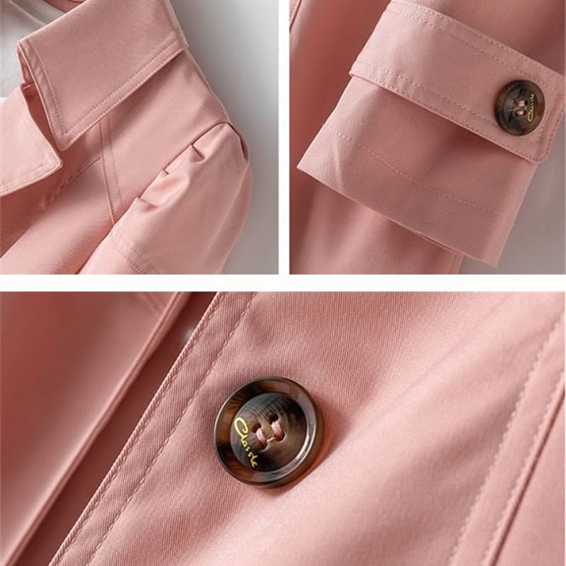 Trench Élégant pour Femmes à Boutonnage Simple et Ceinture à la Taille