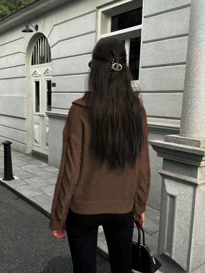 zip-up winter pullover knit top Women. Nushes 