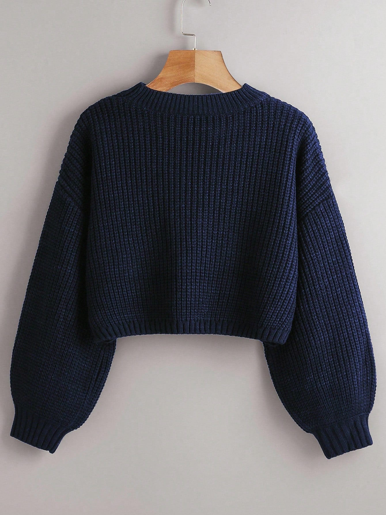 Women's Drop Shoulder Knit Sweater – Cozy Rib-Knit Long Sleeve Pullover