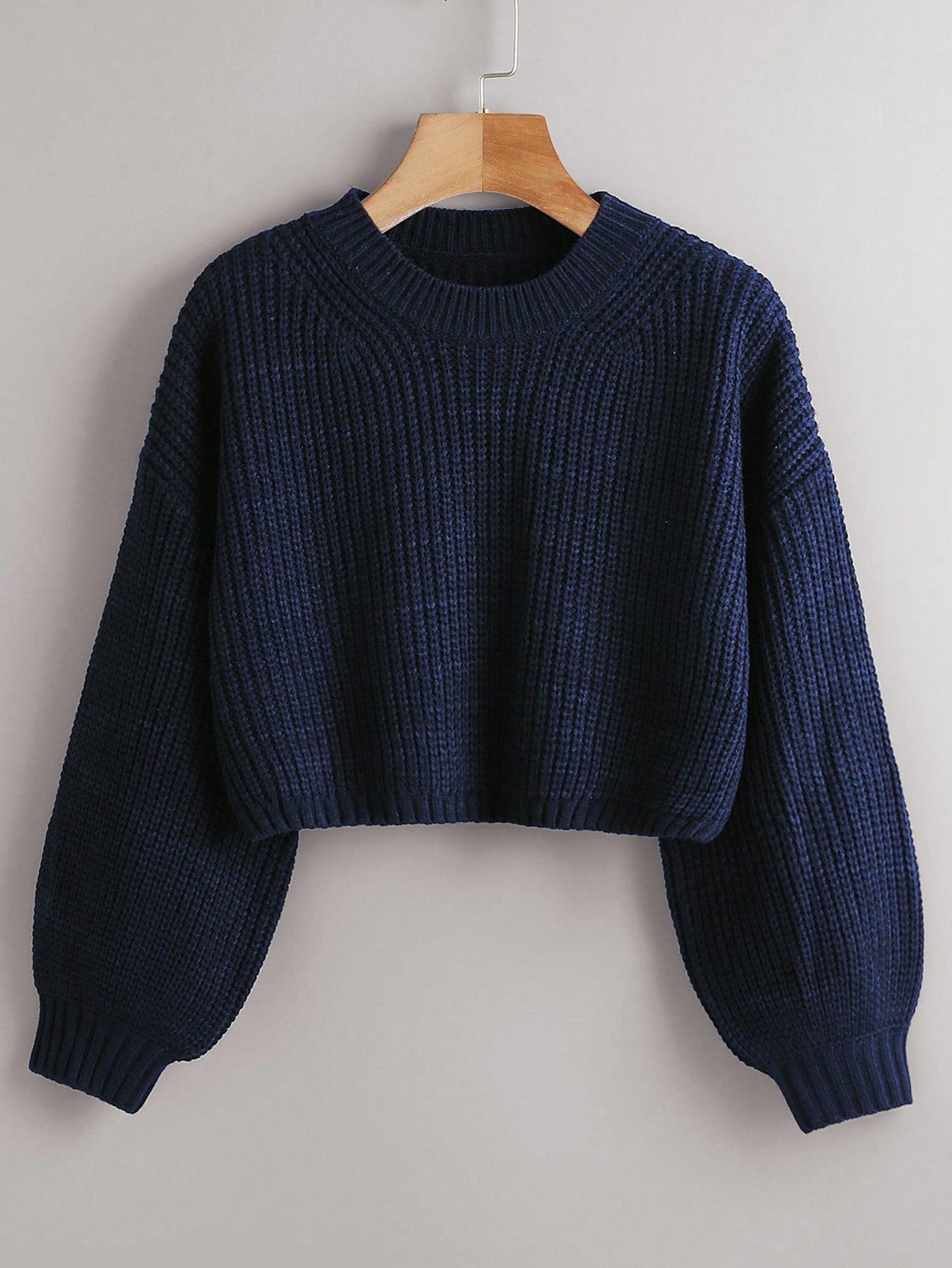 Women's Drop Shoulder Knit Sweater – Cozy Rib-Knit Long Sleeve Pullover